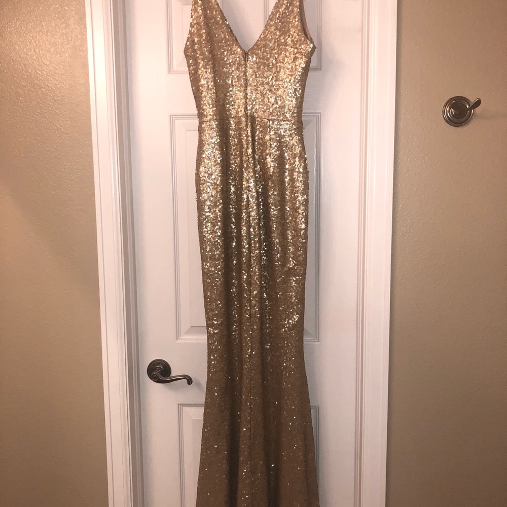 Gold sequin evening gown